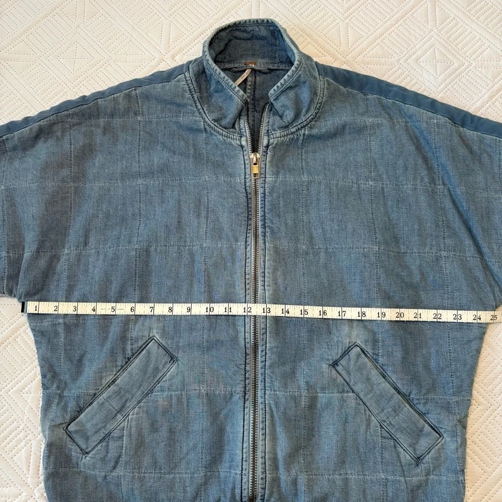 Free People Quilted Dolman Denim Jacket Size S